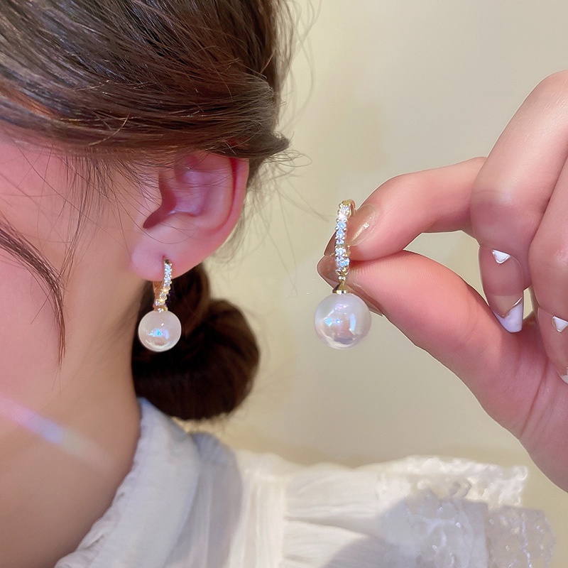 Anting Mutiara Wanita Korea Bulat Gesper Warna-Warni fashion vintage