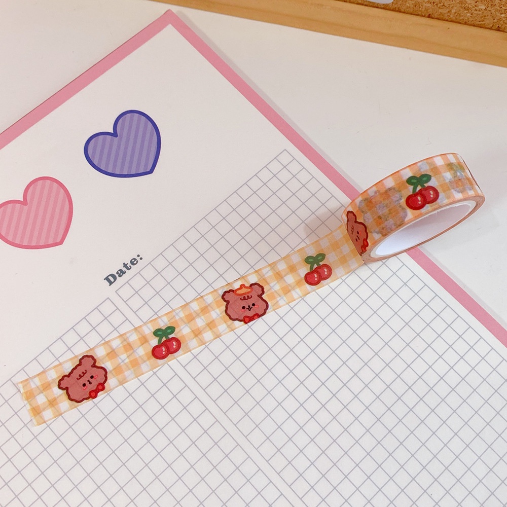 Kawaii Kartun Beruang Kertas Tape/Gadis Lucu Hati DIY Tangan Dekorasi Aksen Stiker Warna