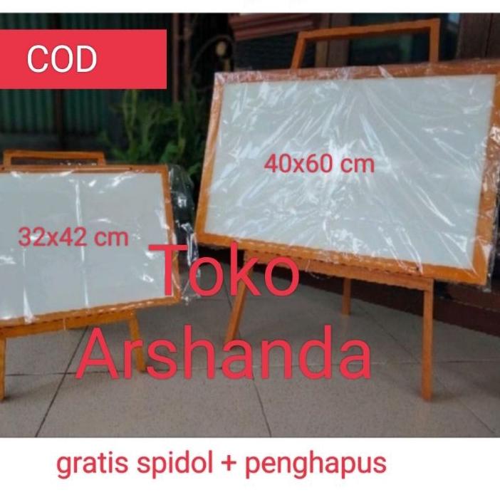 

papan tulis 32x42 white board + standing gratis spidol+penghapus - ... ...