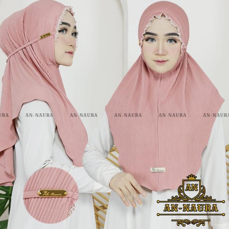 ➼ Jilbab plisket kerut renda tali jersey terbaru / bergo plisket renda kerut murah / hijab jersey pl