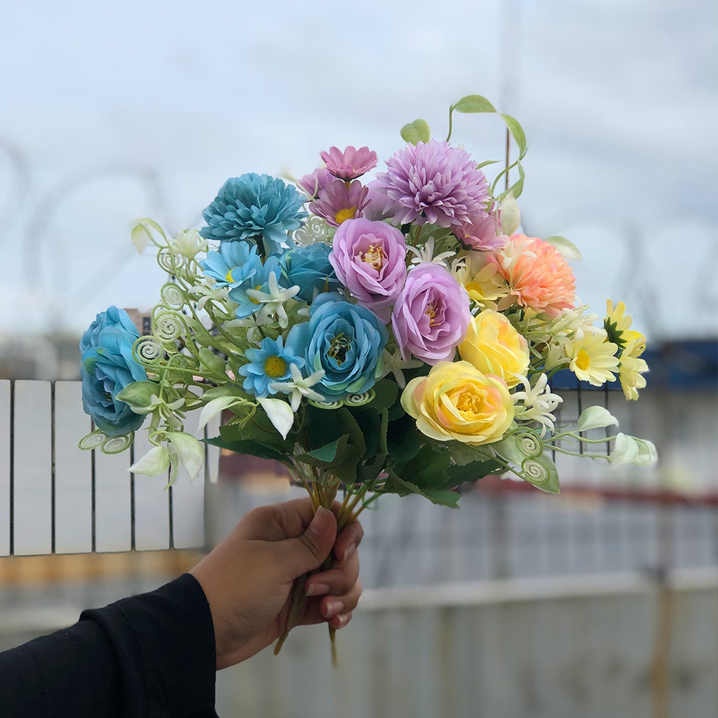 Bunga Hydrangea Hias Bunga Tangkai Buket Plastik Ornamen Pajangan Dekorasi Rumah Artificial Flower Satu7an PBP148