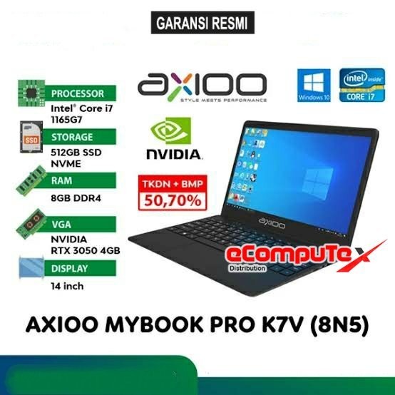 LAPTOP AXIOO MYBOOK PRO K7V (8N5) i7 8GB 512GB 14"FHD IPS TKDN GARANSI RESMI