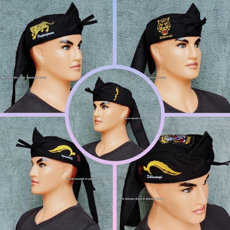 ♠  IKET BENDO Blangkon MACAN BORDIR Polos Bendo Udeng Sunda Bordir Kujang Topi Tradisional Iket Sund