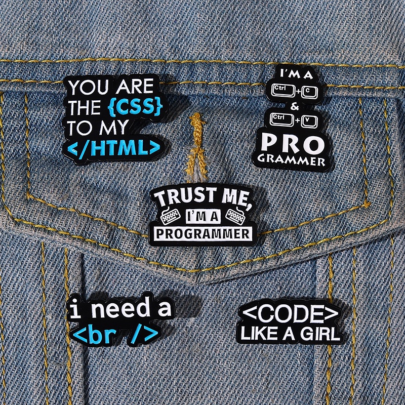 Kode Programmer Kreatif Huruf Hitam Enamel Pin Kutipan Lucu Paduan Bros Lencana Kerah Pin Pakaian Dekorasi Perhiasan Hadiah Untuk Teman