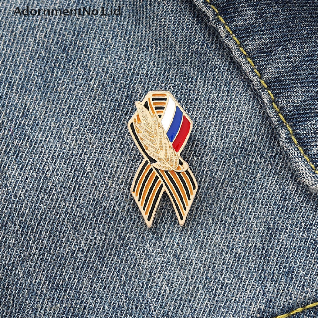 [AdornmentNo1] Pita Tanda Lencana Bendera Rusia Saint George Ribbon Lapel Pin Meriah Bros [ID]