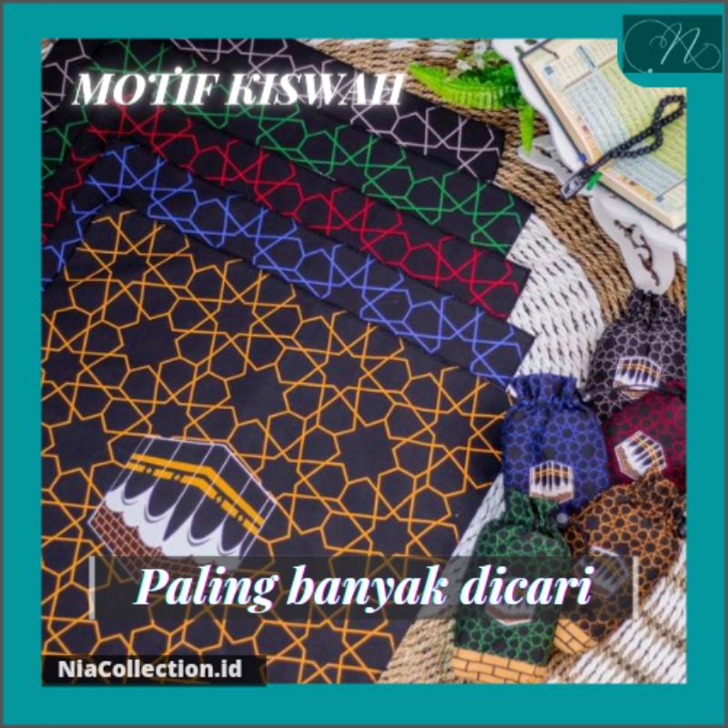 Sajadah Traveling Motif Kiswah Micro Pollyester// Souvenir, Free Pouch Setiap Pembelian Sejadah