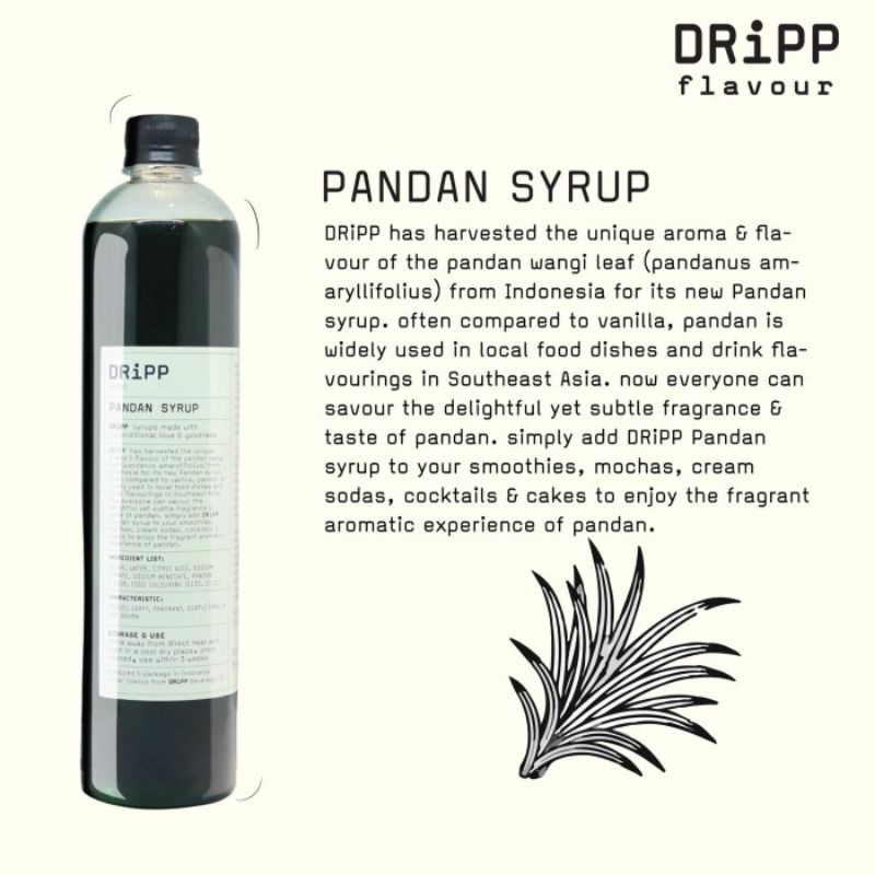 Dripp Syrup Pandan Repack 100ml - Sirup Dripp Pandan 100 ml