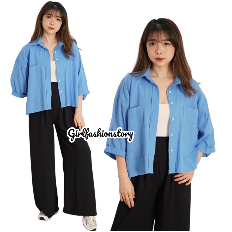 GFS MOSHIE LINEN CRINCLE OVERSIZE SHIRT