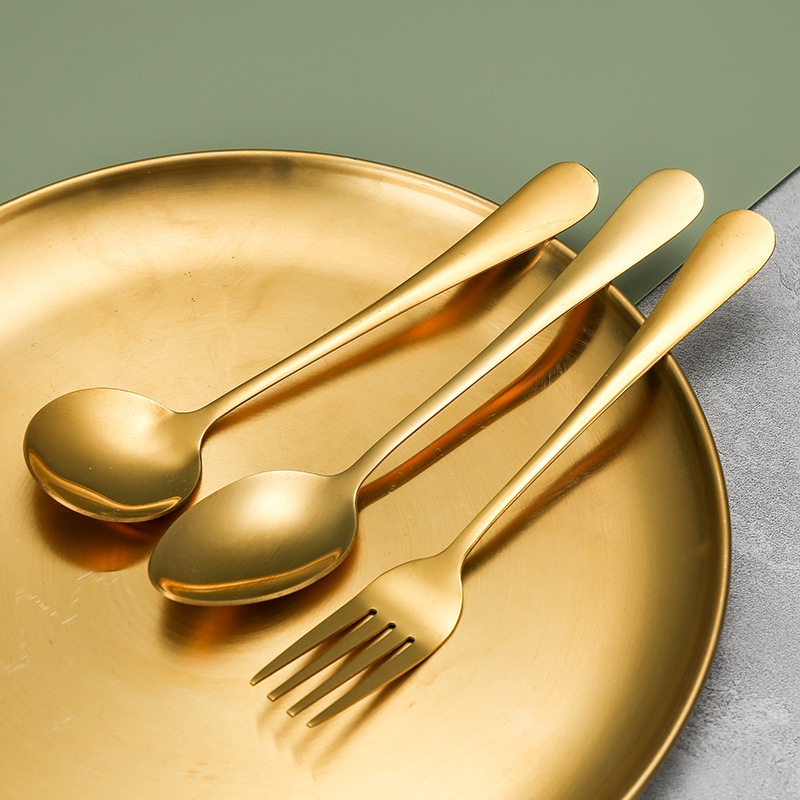 Sendok Garpu Makan Emas / Gold Spoon Fork Bahan Tebal Premium Cutlery