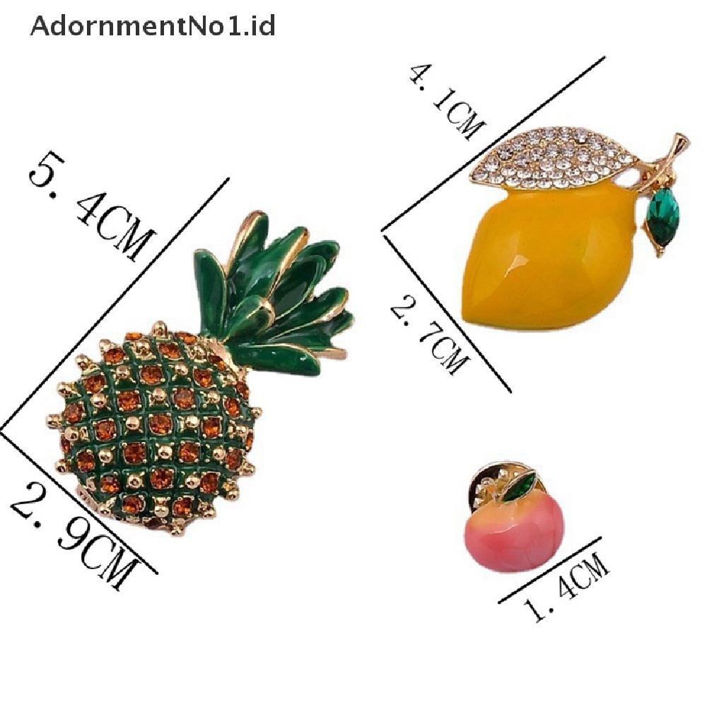 [AdornmentNo1] Pin Buah Baju Bros Rhinstone Nanas Bros Artis Perhiasan Anti Silau Setelan Lemon Kuning Bros Buah Pesta Santai Bros Pin Hadiah [ID]