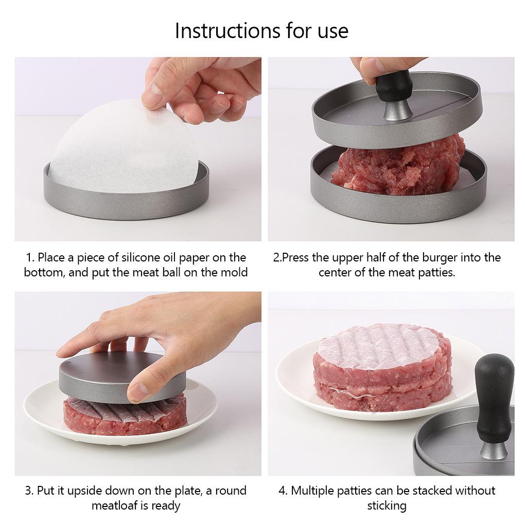 Hamburger Press Kitchen Patty Maker Cetakan Burger Masak Anti Lengket Dengan 100pcs Wax Papers