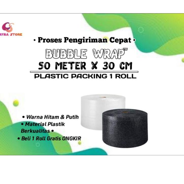 

TERBAIK ✾ bubble wrap roll hitam dan bening tebal 50meter x 30cm+