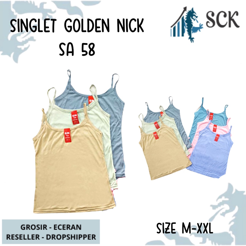 Singlet Wanita GOLDEN NICK SA 58 Warna Muda / Tanktop Tali Kecil / Pakaian Dalam Olahraga Fitness Yoga - sckmenwear GROSIR