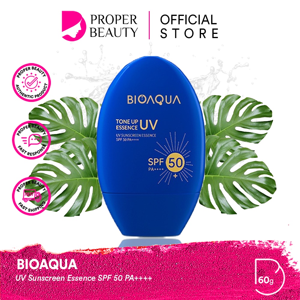 BIOAQUA UV Sunscreen Essence SPF 50 PA++++ Indonesia / Sunblock Wajah 60g / Tone Up Brightening Triple Protection Moisturizing 0% Alcohol / Pelembab Anti Penuaan / Sunblok Sunscren Tabir Surya UVA UVB / Skincare Face Sun Care / Bio Aqua Series Set / Gel