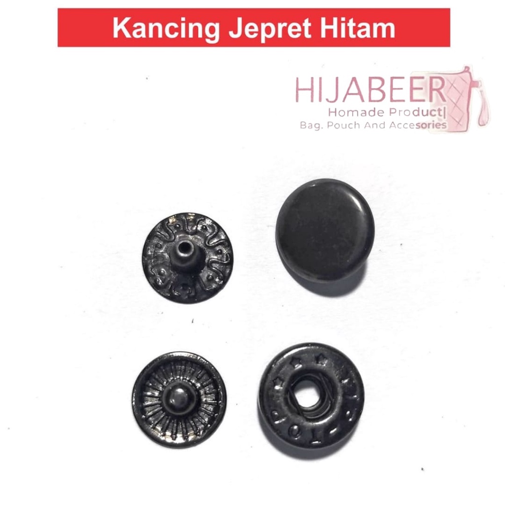 Kancing Jepret / Snap Button Hitam 12mm /10 Pcs