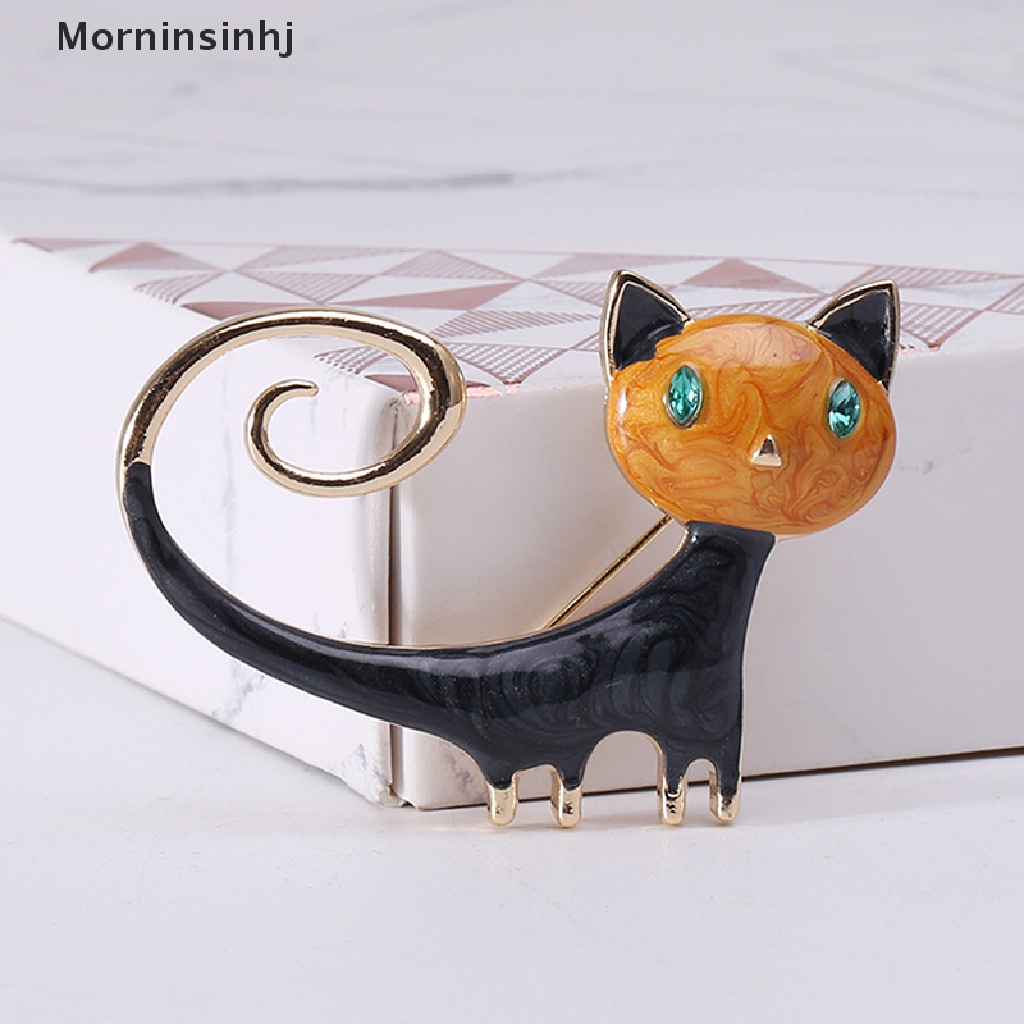 Mornin 1pcs Enamel Lucu Kucing Bros Untuk Wanita Kitty Pin Brooch 2warna Perhiasan Hewan id