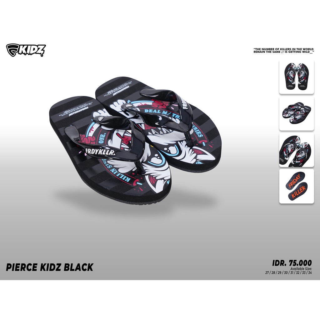 SANDAL ANAK ANAK FRIDAY KILLER | PIERCE KIDZ BLACK