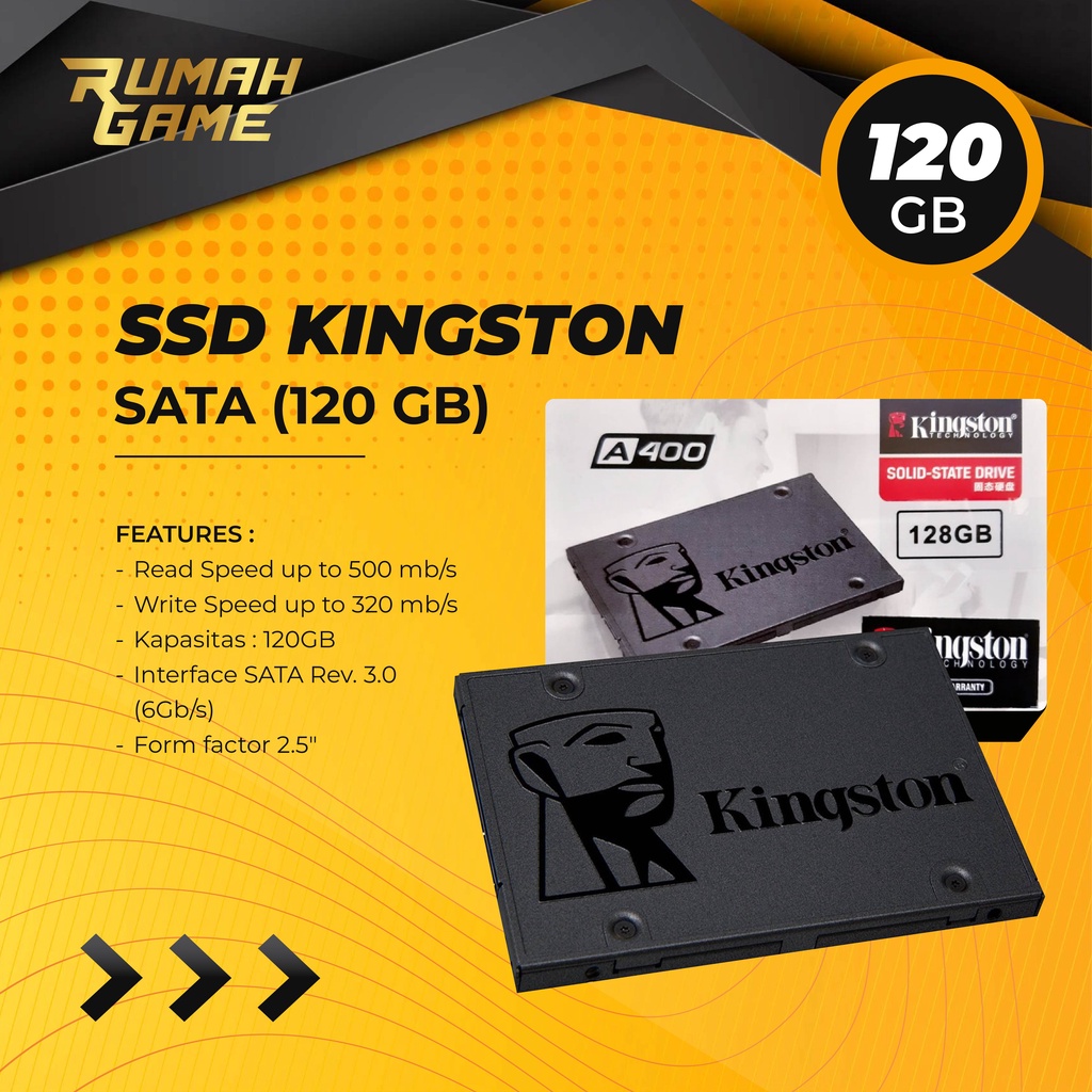 SSD SATA 120GB KINGSTON A400 120GB SATA 2.5 INCH - SSD Laptop 128gb Original
