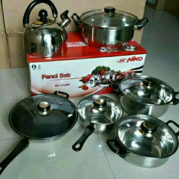 NIKO Panci Masak Cookware Lengkap Set isi 6 pcs NK-1113SP  PERALATAN MASAK SET DAPUR