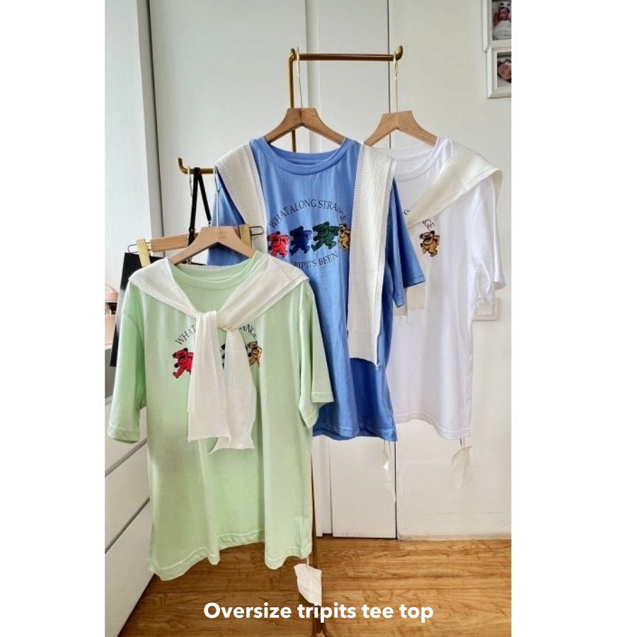 Oversize tripits tee top - Thejanclothes