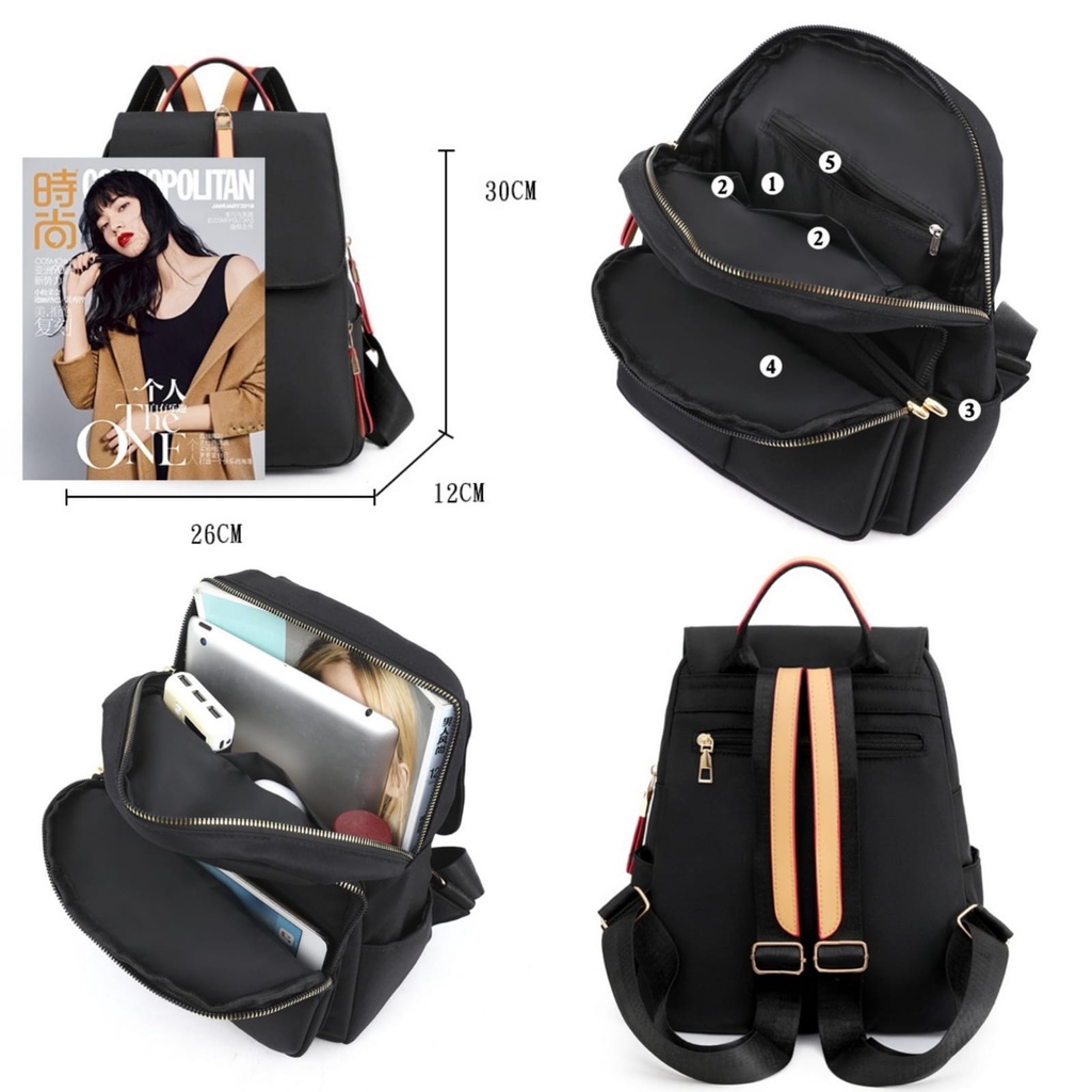 TAS RANSEL WANITA FALCONA TA741B5 IMPORT SEKOLAH KULIAH KERJA KEKINIAN ANTI AIR HITAM CEWEK KOREA BATAM BACKPACK BRANDED REMAJA SIMPLE PREMIUM GENDONG PUNGGUNG