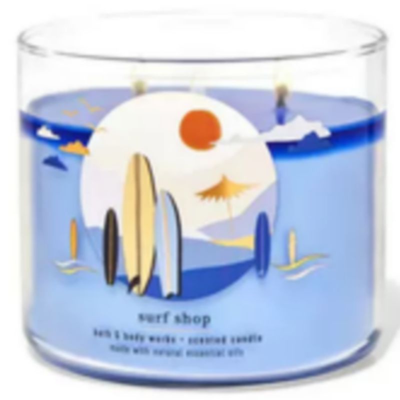 Bath &amp; Body Works BBW WHITE BARN SURF SHOP 3 WICK CANDLE 411 G PENGHARUM RUANGAN