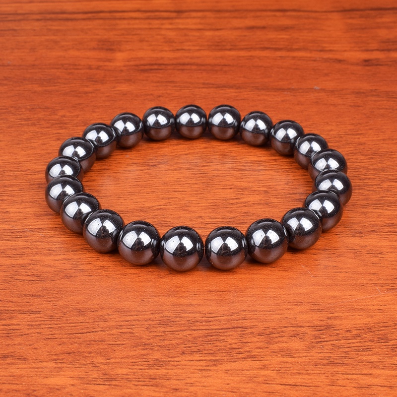 Gelang Nature Energy Hematite Protect Health Bracelets 6/8/10/12mm Magnetic Hematite Beads