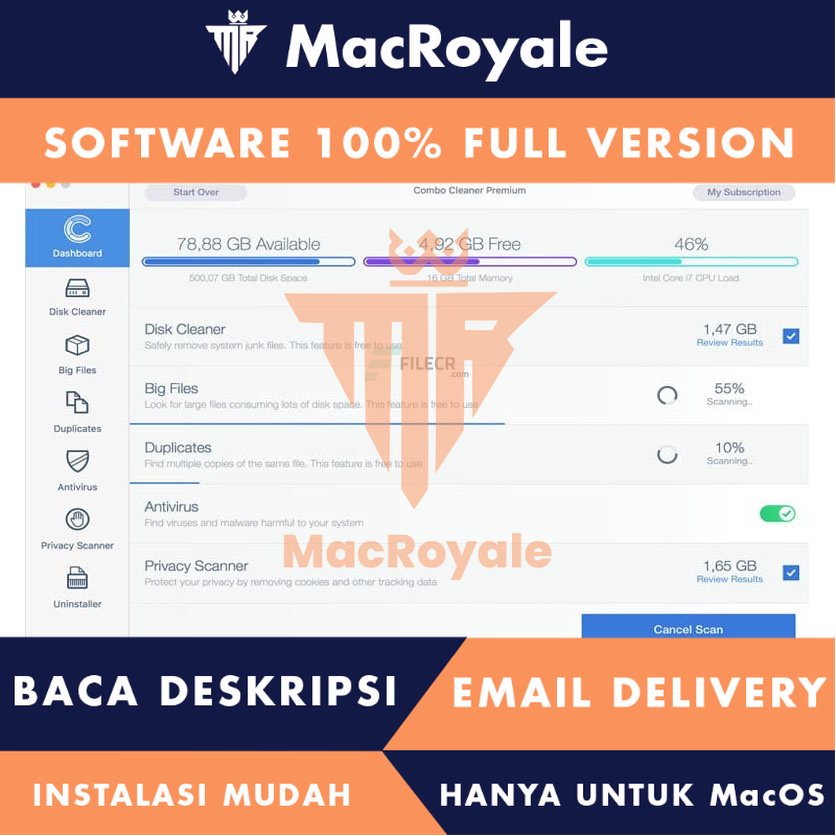 [MacOS] Combo Cleaner Premium Full Version Lifetime Full Garansi - Alat Pembersihan dan Optimasi Sistem untuk MacOS