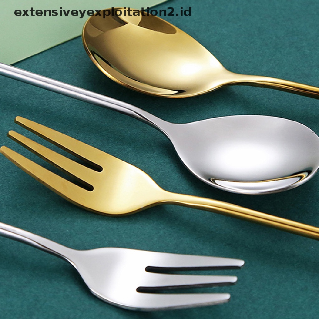 {NEW} 1pc Sendok Kue Kopi Tanduk Stainless Steel Garpu Dessert Spoon Stirring Fork.