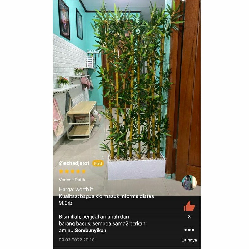 bambu partisi 150cm  - sekat tanaman bunga daun perlengkapan ruangan bambu ulir artificial plastik d