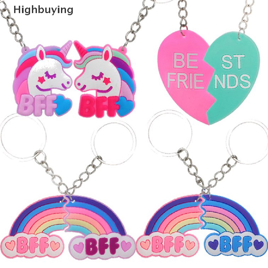 Hbid 1pcs Awan Hujan Unicorn Sahabat Gantungan Kunci Pvc Karet Lembut Bff Key Rings Bag Gantung Hadiah Anak Gantungan Kunci Glory