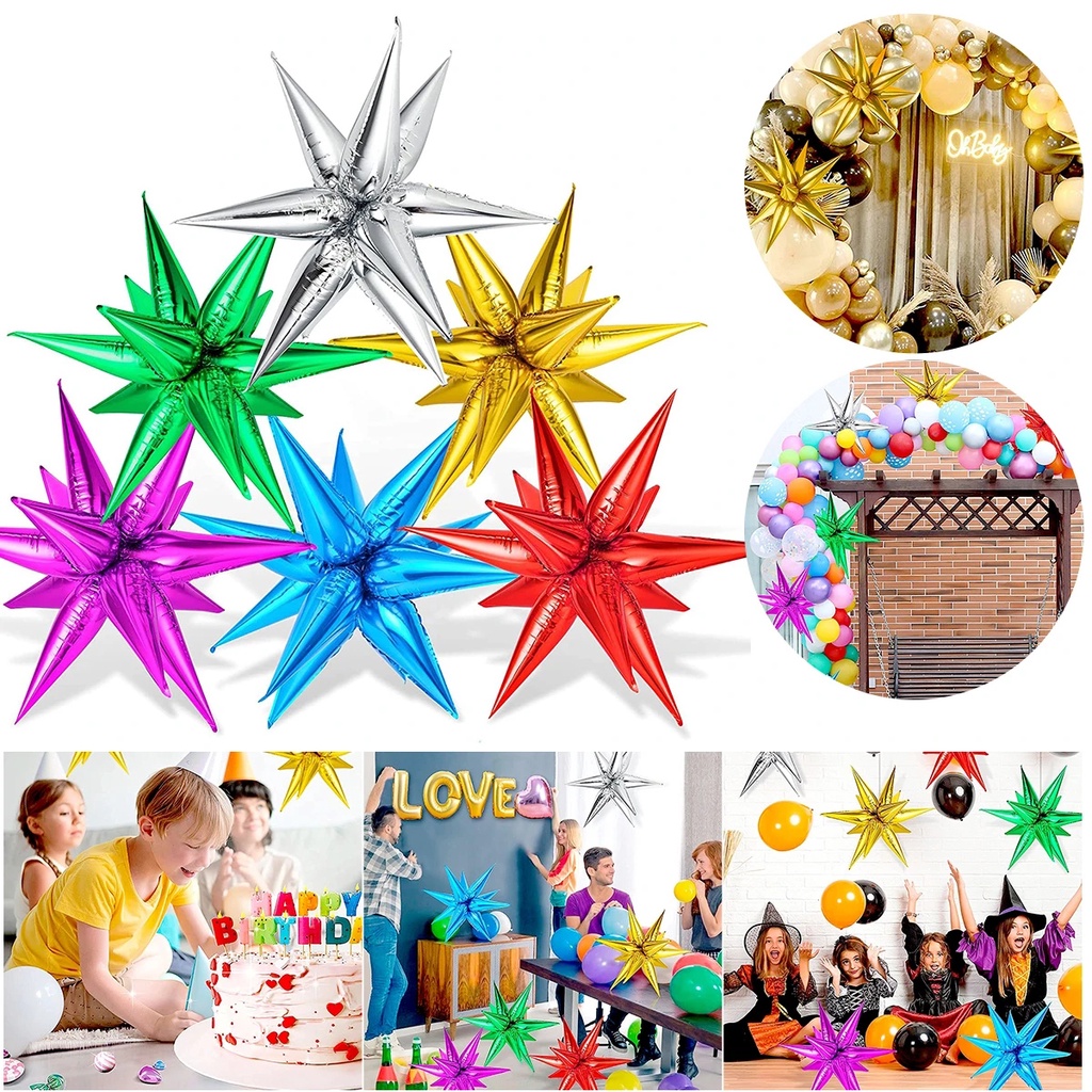 10 Pcs Balon Bintang Ledakan Ulang Tahun Pesta Pernikahan DIY Dekorasi Tetesan Air Meruncing Foil Balloon Party Supplies