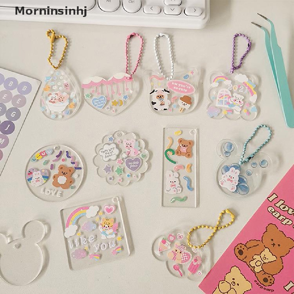 Mornin 5pcs Gradient Transparan Acrylic Disc DIY Handmade Gantungan Kunci Liontin Tag Plexiglass Kosong Slice Untuk Kerajinan Vinyl Membuat Perhiasan id