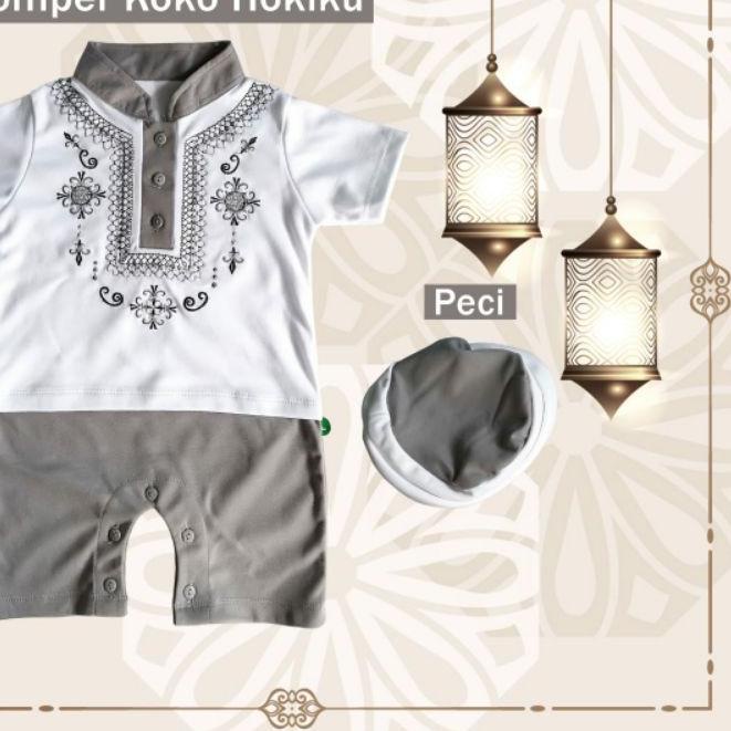 ✥ Pakaian Muslim Baju Koko Bayi HOKIKU SNI / Romper Bayi Peci PREMIUM ☉