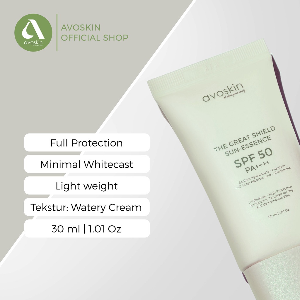 ✨ AKU MURAH ✨ Sunscreen Avoskin The Great Shield SUN- ESSENCE SPF 50 PA+++ 30 ML / NEW FORMULA