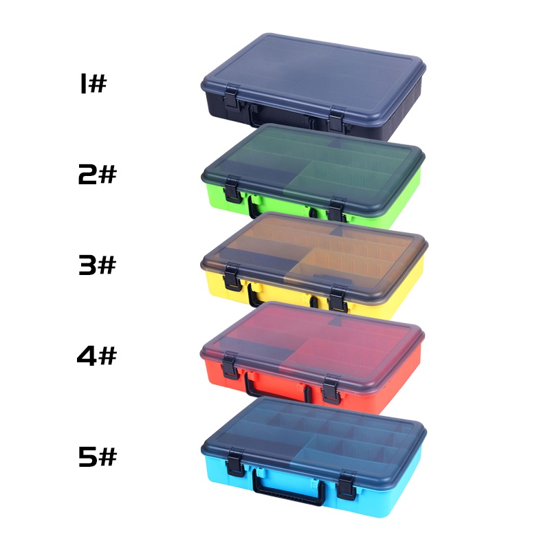 HENGJIA New Arrival Fishing Accessories Box Snap Compartments Transparent cover 39 * 27 * 8cm 5 color Fishing Lure Hook Tackle Box