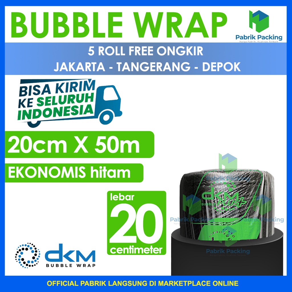 

Bubble Wrap Ekonomis Hitam 20CM X 50M Tebal Plastik Bubblewrap Roll
