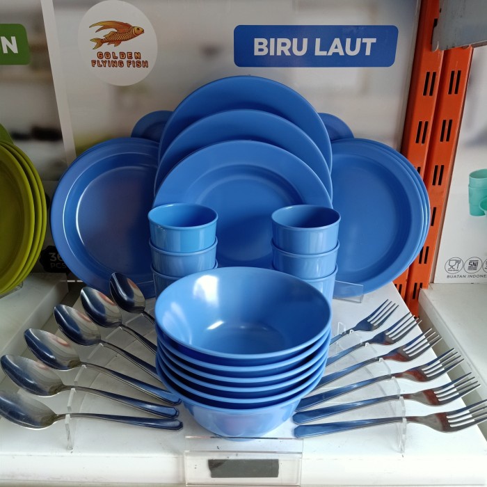 Piring Piring Mangkok Melamin Set Golden Dragon 36 Pcs