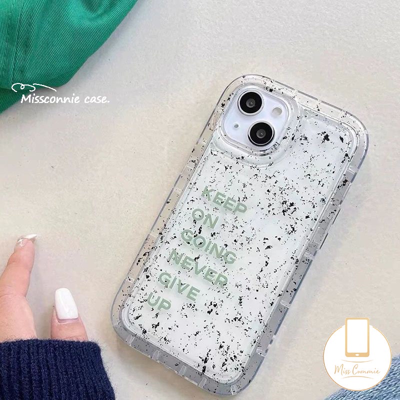 IPHONE Airbag Bening Sederhana Soft Tpu Case Kompatibel Untuk Iphone11 12 14 13 Pro Max7 8 Plus X XR 6s 6 Plus XS Max Art Speckle Motif Tinta Shockproof Back Cover