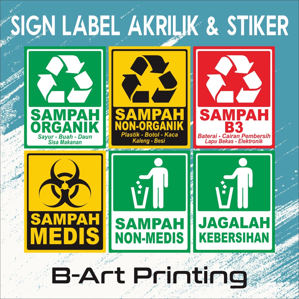 LABEL SIGN AKRILIK Dan Sticker Tempat Sampah Organik Non Organik Sampah Medis Puskesmas Dokter Klinik Rumah Sakit Apotek Sampah B3 Organik Non Medis Kesehatan