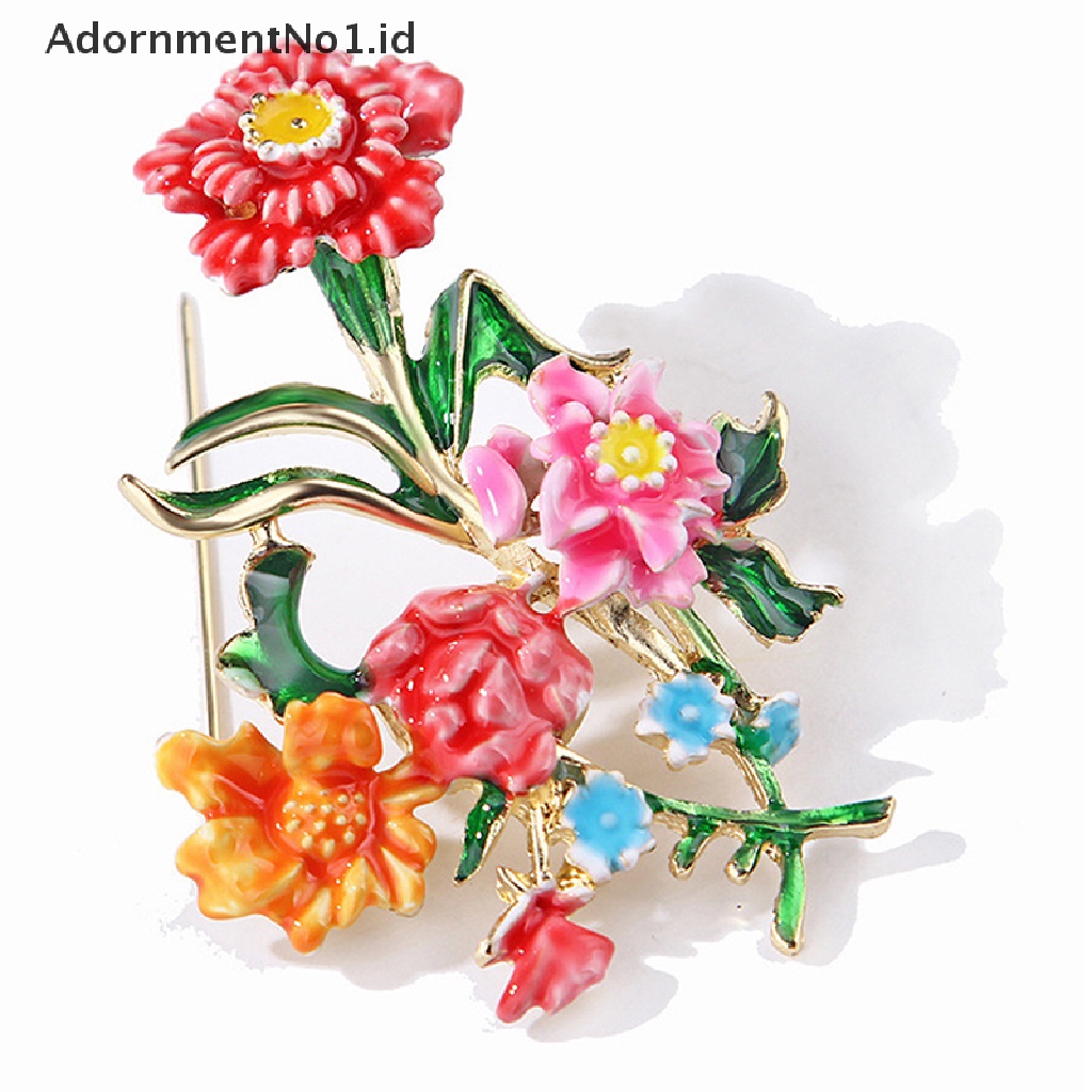 [AdornmentNo1] Bros Peony Enamel Warna-Warni Untuk Wanita Enamel Yang Indah Bros Bunga Besar Desain Baru Sweater Pin Mantel Gaun Perhiasan Hadiah [ID]