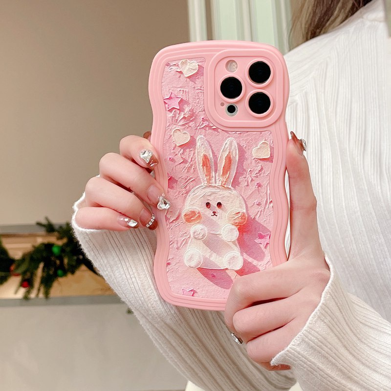 Pink Ripple Pattern Soft Case OPPO A7 A5S A12 A11K F9 Pro F11 A53 A33 A9 A57 A5 A3S A31 2020 Reno 5 6 7Z 8 5G VIVO Y12S Y20i Y20S Y11 Y12i Y15 Y17 V23E V23 Pro S1 Bunny Rabbit