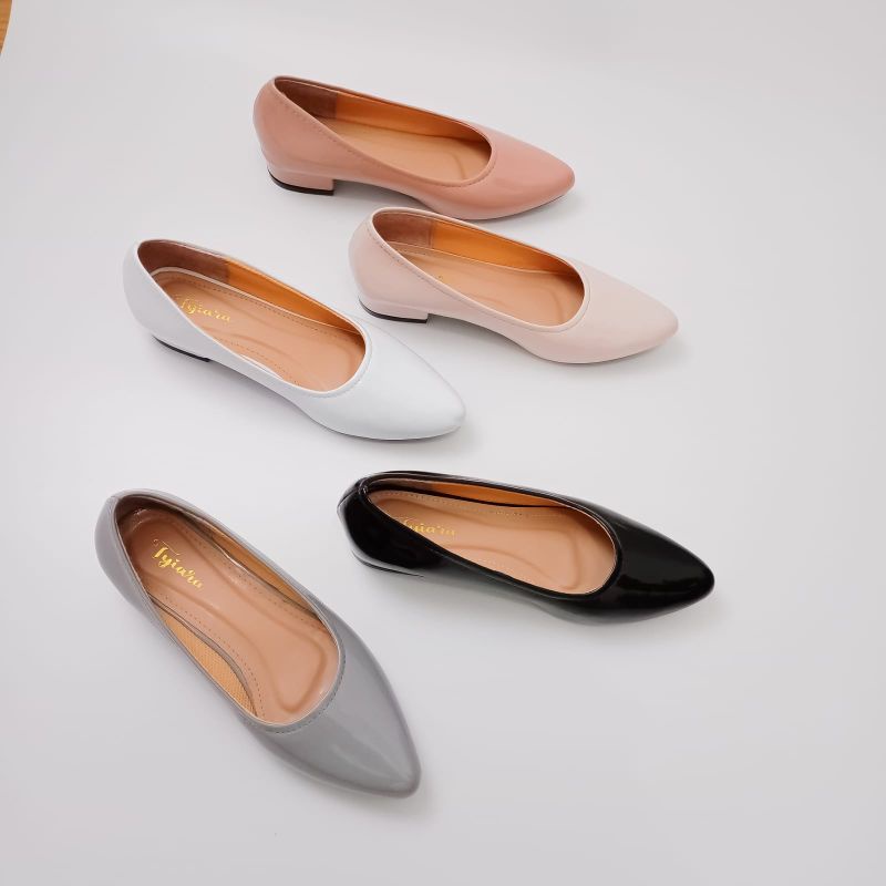 Sepatu Pantofel Glossy Wanita Hak Tahu Tinggi Hak 3cm Sepatu Pantofel Kerja Wanita