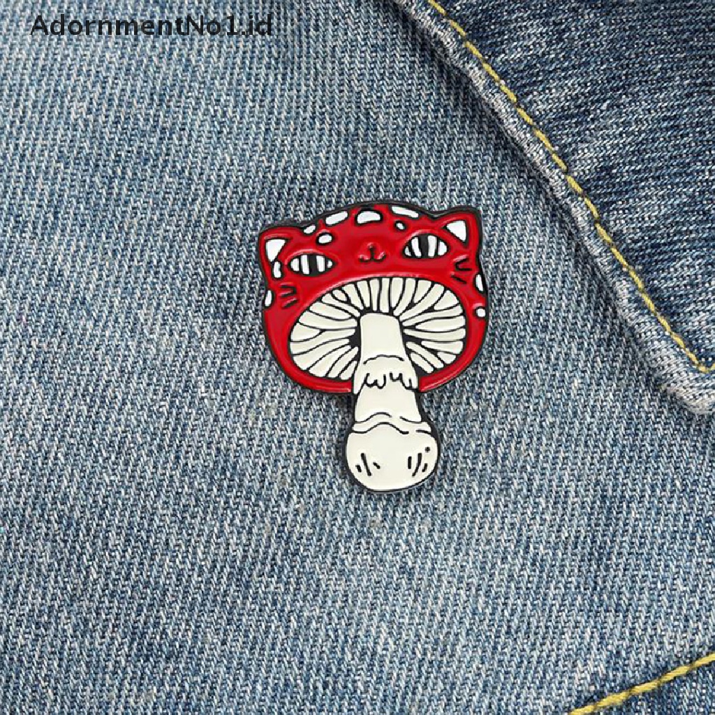 [AdornmentNo1] 1pc Pin Enamel Jamur Wajah Kucing Hewan Tanaman Bros Tas Pakaian Kerah Pin [ID]