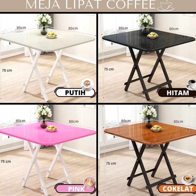 Meja Lipat Kopi Coffee/Meja Makan Minimalis Modern Portable Kayu 80X80