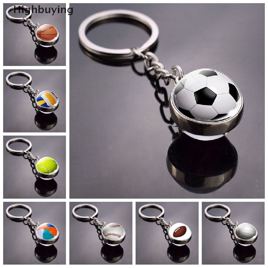 Hbid Gantungan Kunci Bola Kaca Liontin Top Keyrings Perhiasan Bola Kaca Dua Sisi Glory