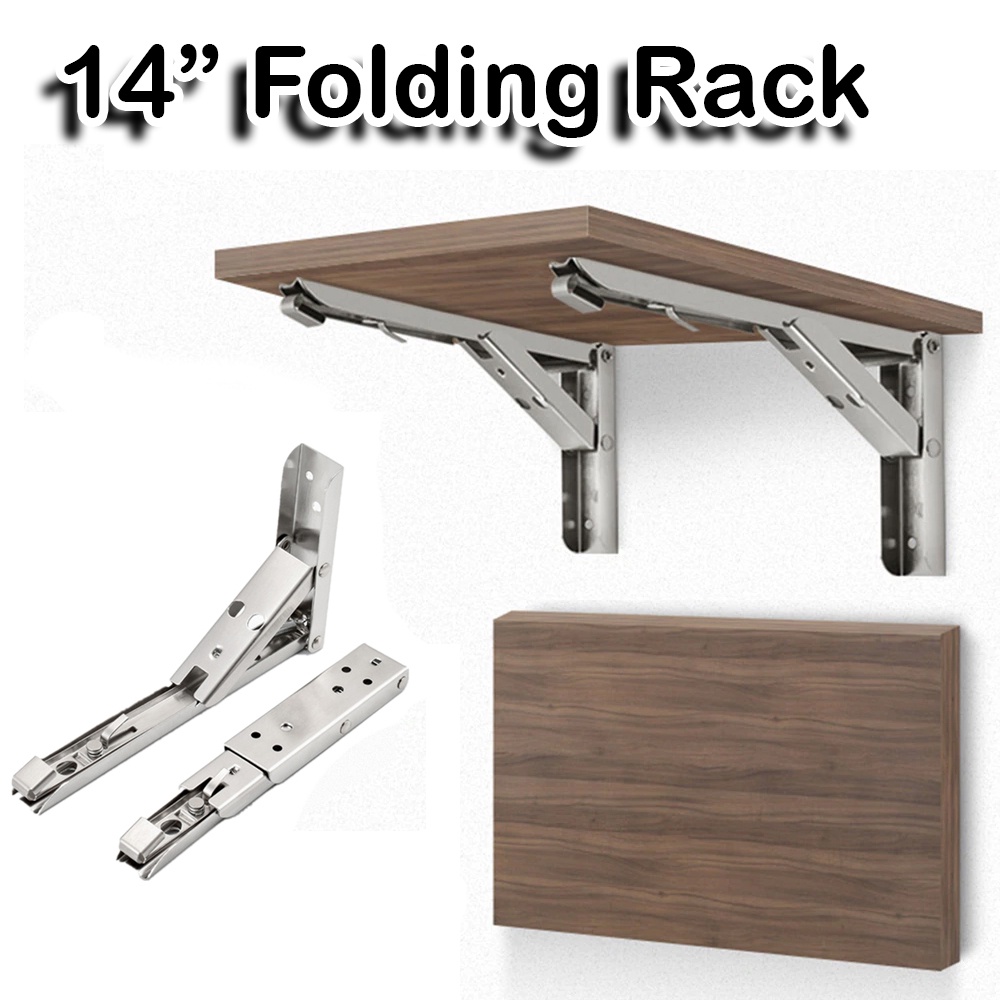 Rak Dinding Siku Lipat Ukuran 14 Inci 2 Pcs Bahan Stainless Steel Kapasitas 65 Kg - Rak Dinding Lipa