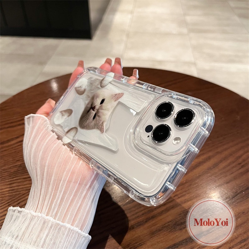 IPHONE Pasangan Case Kompatibel Untuk Iphone11 14 13 12 Pro MAX 7Plus 8Plus 6 6S Plus XR X XS MAX Lucu Kartun Kucing Anjing Airbag Shockproof Lembut TPU Silicon Bening Ponsel Cover