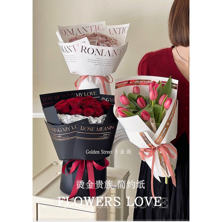 

Kertas Buket Bunga Kertas Cellophane Tulisan Romantic / ROSE IS MEANING LOVE / Flower Wrapping