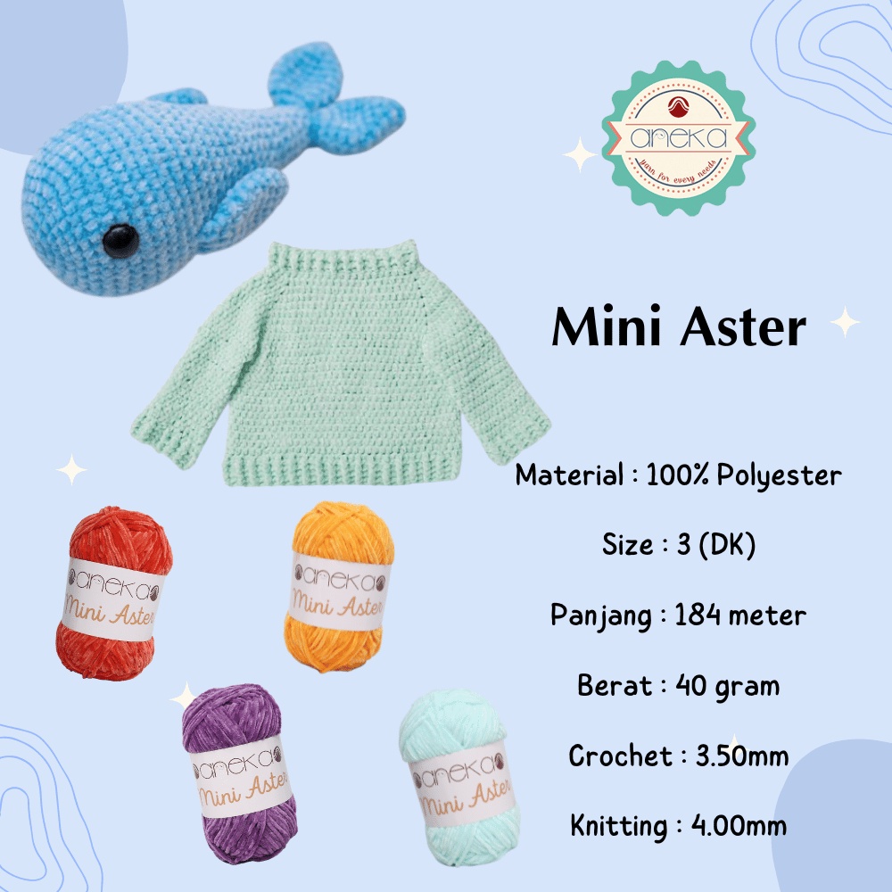 KATALOG - Benang Rajut Mini Aster / Velvet / Bludru Yarn